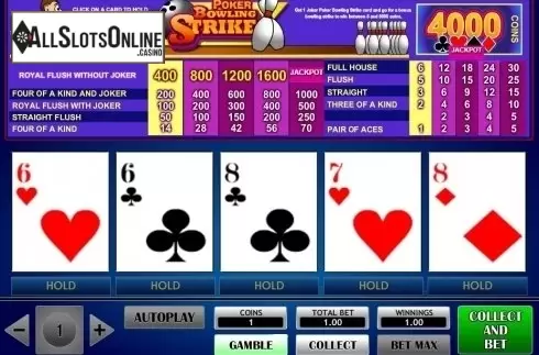 Game Screen. Poker Bowling Strike from iSoftBet