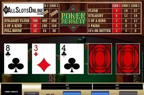 Game Screen. Poker Pursuit (Microgaming) from Microgaming