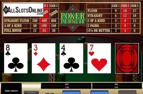 Game Screen. Poker Pursuit (Microgaming) from Microgaming