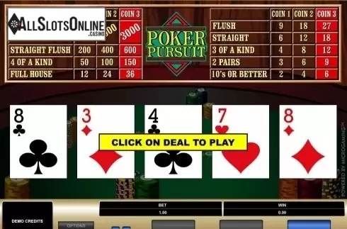 Game Screen. Poker Pursuit (Microgaming) from Microgaming