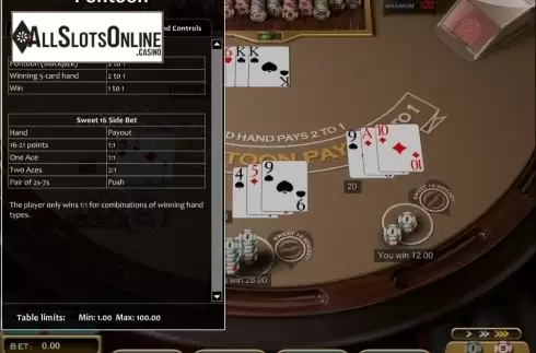 Paytable. Pontoon (Nucleus Gaming) from Nucleus Gaming