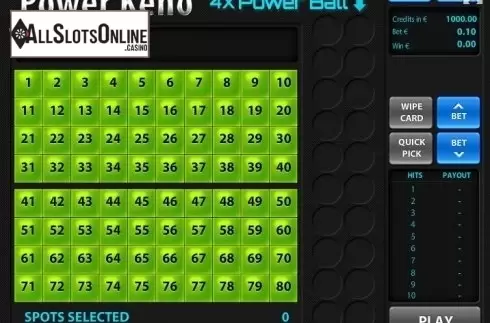 Game Screen 1. Power Keno from Tom Horn Gaming
