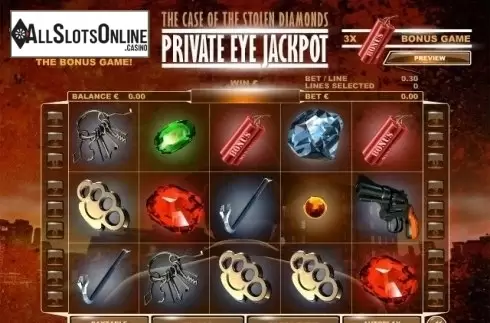 Game Workflow screen. Private Eye Jackpot from PAF