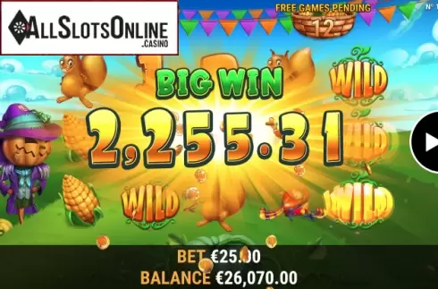 Big win screen. Pumpkin Patch from Habanero