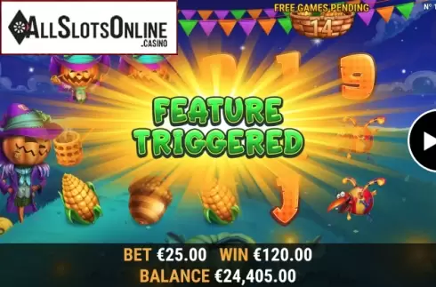 Free spins intro screen. Pumpkin Patch from Habanero