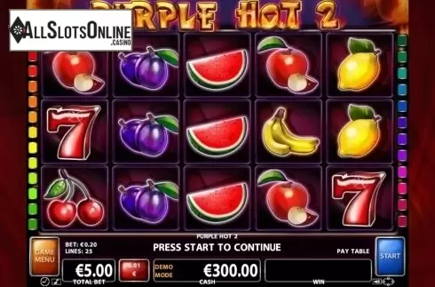 Reels screen. Purple Hot 2 from Casino Technology