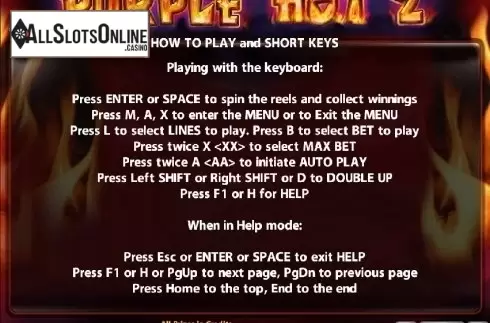 Paytable 4. Purple Hot 2 from Casino Technology