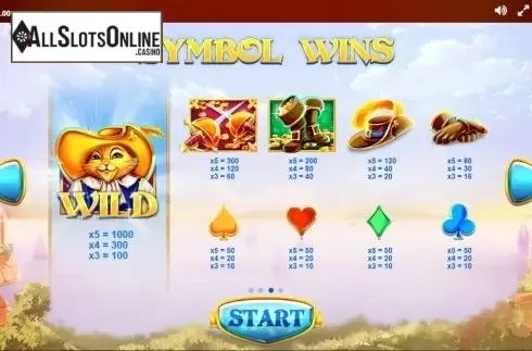 Paytable 3. Puss'N Boots from Red Tiger