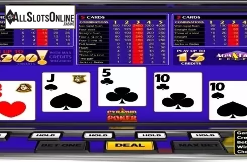 Game Screen. Pyramid Aces And Faces Poker from Betsoft