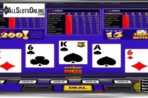 Game Screen. Pyramid Jacks or Better (Betsoft) from Betsoft
