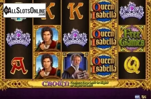 Game Workflow screen. Queen Isabella from High 5 Games