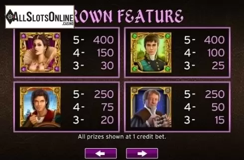Paytable 3. Queen Isabella from High 5 Games