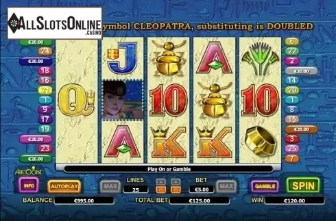 Win Screen . Queen of Nile II from NYX Gaming Group