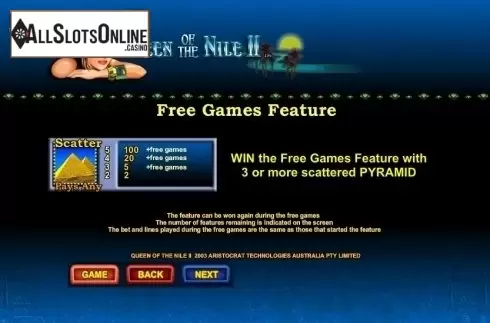 Paytable 2. Queen of Nile II from NYX Gaming Group