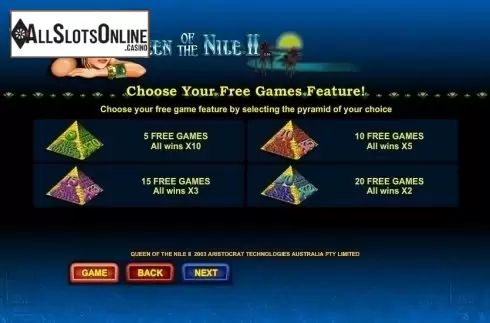 Paytable 3. Queen of Nile II from NYX Gaming Group