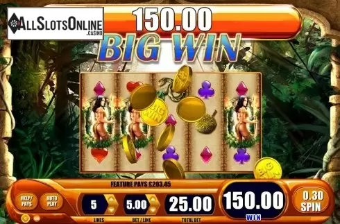 Big win screen. Queen of the Wild from WMS
