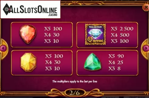 Paytable 2. Queens and Diamonds from Red Rake