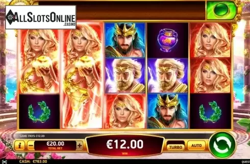 Win Screen 3. Quest of Gods from Ruby Play