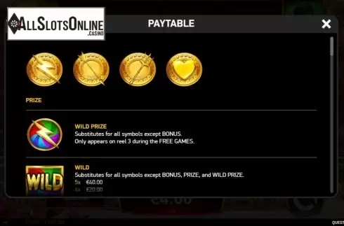 Paytable 1. Quest of Gods from Ruby Play
