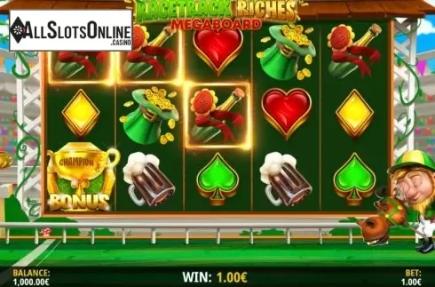 Win Screen 1. Racetrack Riches Megaboard from iSoftBet