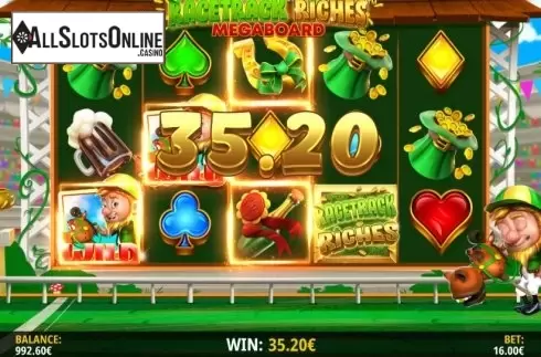 Win Screen 2. Racetrack Riches Megaboard from iSoftBet