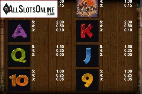 Paytable 2. Ramesses The Great from Casino Technology