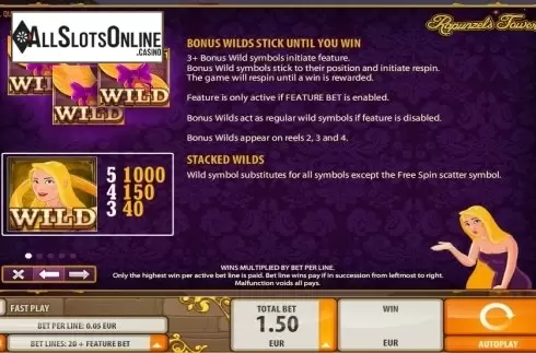 Paytable 1. Rapunzel's Tower from Quickspin