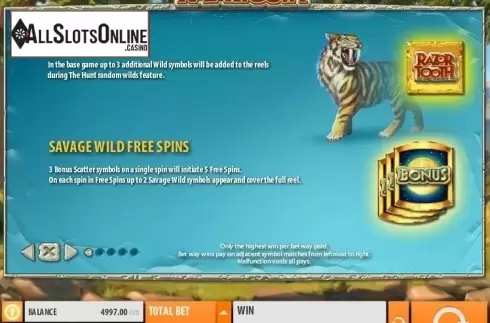 Paytable 1. Razortooth from Quickspin