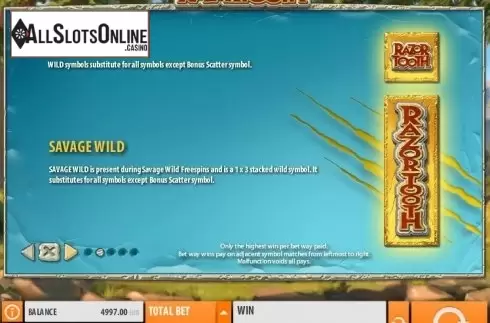 Paytable 2. Razortooth from Quickspin