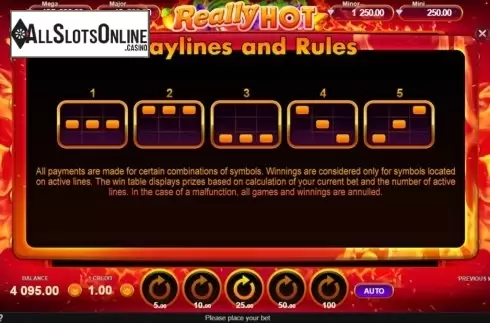 Paylines. Really Hot (Gamzix) from Gamzix