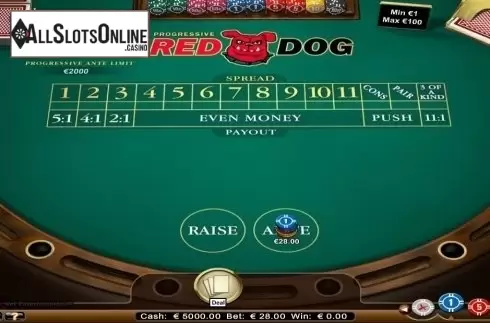 Game Screen. Red Dog (NetEnt) from NetEnt