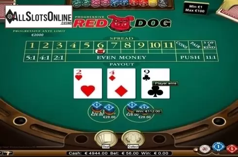 Game Screen. Red Dog (NetEnt) from NetEnt