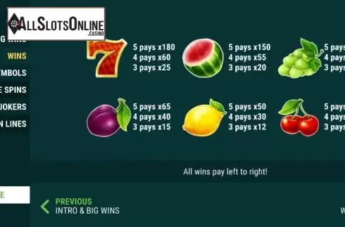 Paytable 2. Red Hot Wild Jokers from Slot Factory