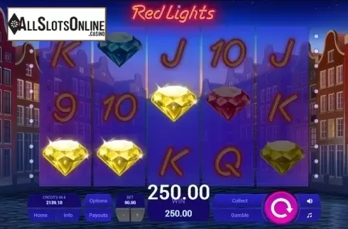 Win screen. Red Lights from Tom Horn Gaming
