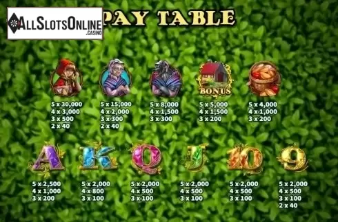 Paytable 3. Red Riding Hood (KA Gaming) from KA Gaming