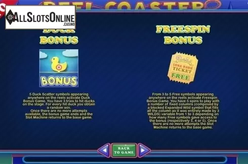 Paytable 2. Reel Coaster from Capecod Gaming