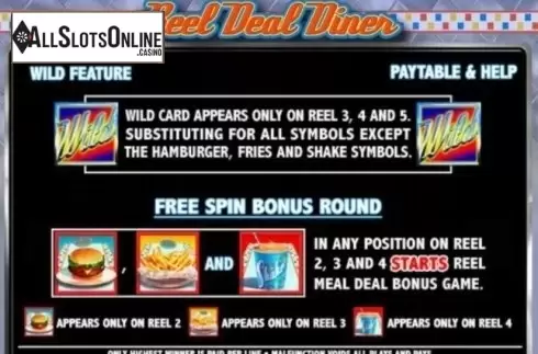 Paytable 2. Reel Deal Diner from Gamesys