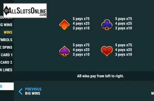 Paytable. Reel Magic Wins from Slot Factory