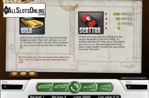 Paytable 1. Reel Steal from NetEnt