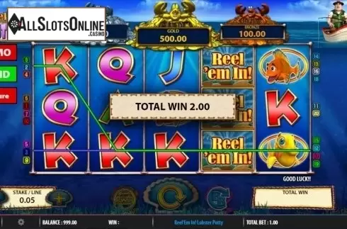 Win screen. Reel 'em In Lobster Potty from Barcrest