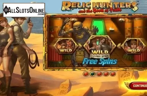 Start Screen. Relic Hunters from Wazdan