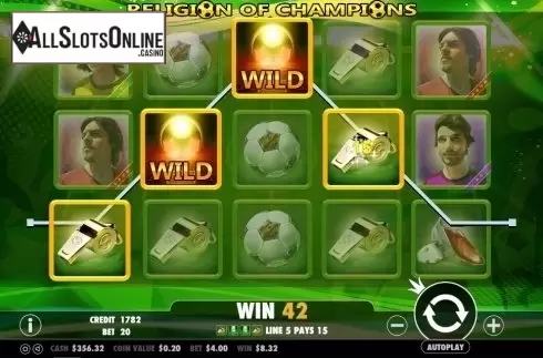 Win Screen . Religion of Champions from Pragmatic Play