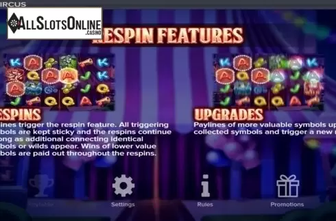Features 2. Respin Circus from ELK Studios