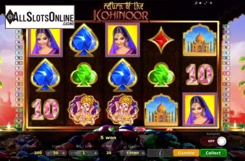 Win Screen 3. Return of the Kohinoor from Five Men Games