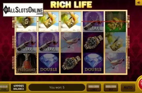 Win screen . Rich Life 3x3 from InBet Games