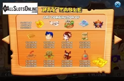 Paytable. Rich Squire from KA Gaming