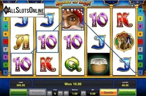 Win screen. Riches of India from Novomatic