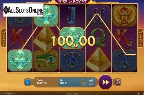 Win screen. Rise of Egypt from Playson