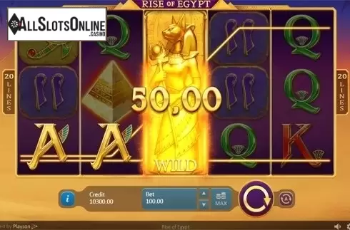 Wild win screen. Rise of Egypt from Playson