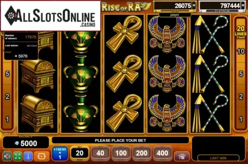 Reel Screen. Rise of Ra: Egypt Quest from EGT
